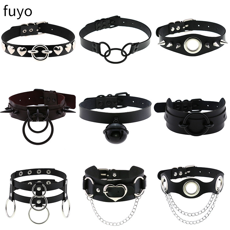 Goth Punk Spike Choker - Punk Bells Black Spike Choker Necklace