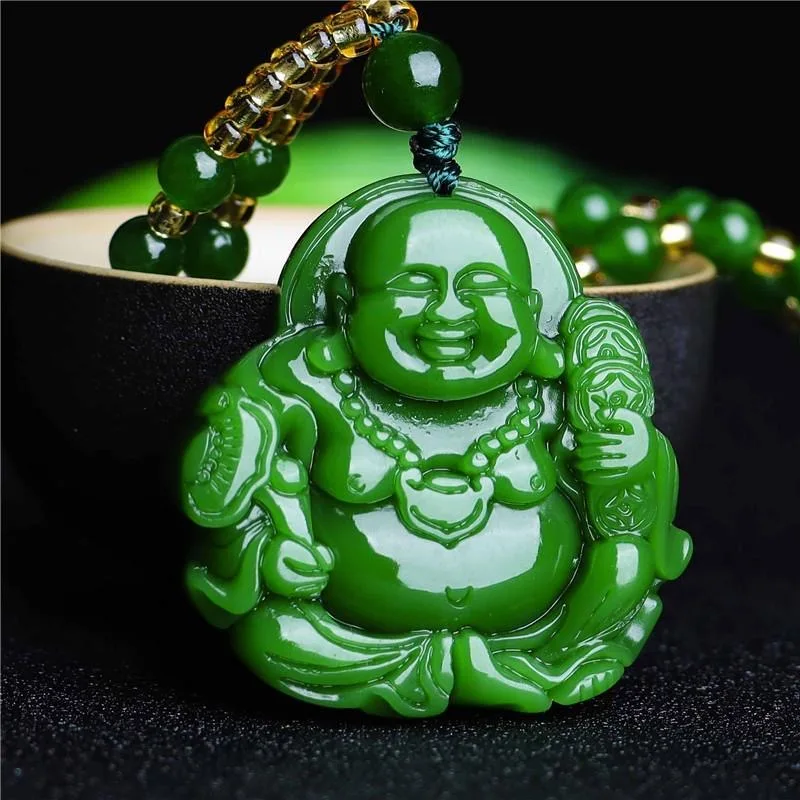 Chinese Green Jade Maitreya Bu - Necklaces ulasan dan harga