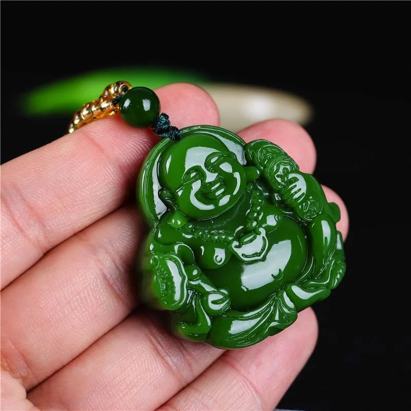 Chinese Green Jade Maitreya Bu - Necklaces ulasan dan harga