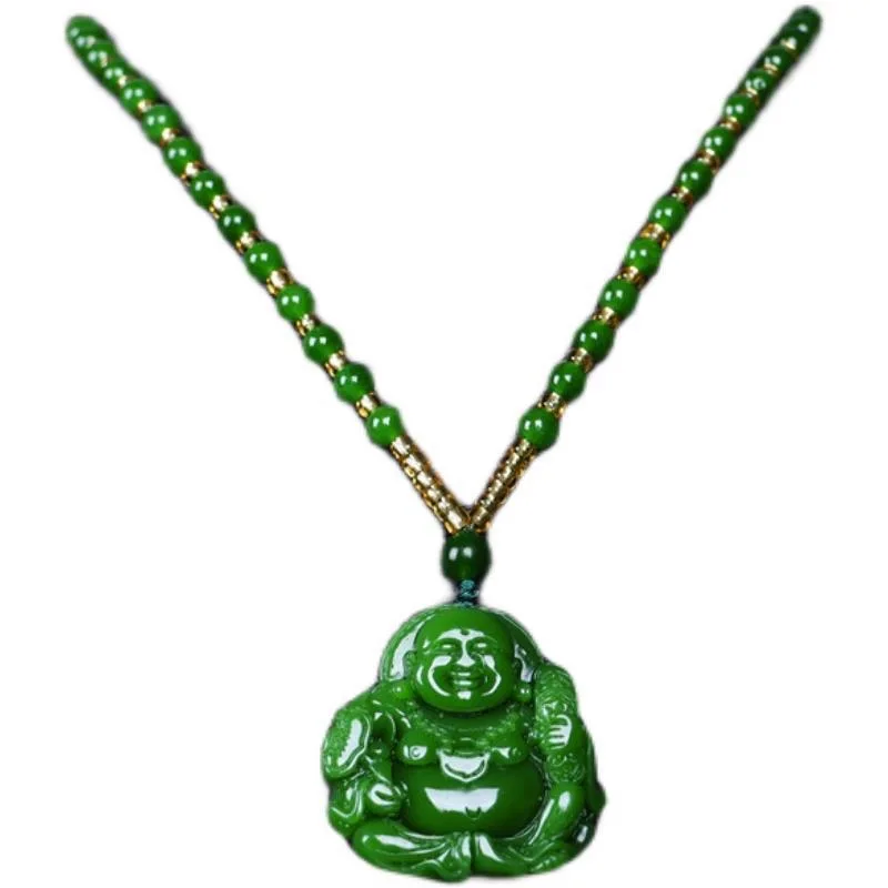 Chinese Green Jade Maitreya Bu - Necklaces ulasan dan harga
