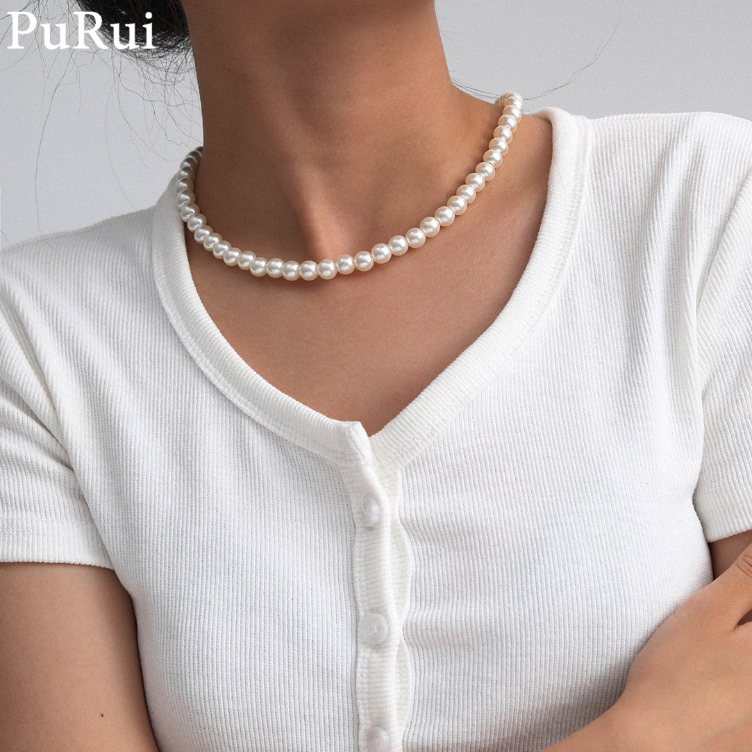 Minimalist Imitation Pearl Cho - Pearl Choker Necklace Vintage ulasan dan harga