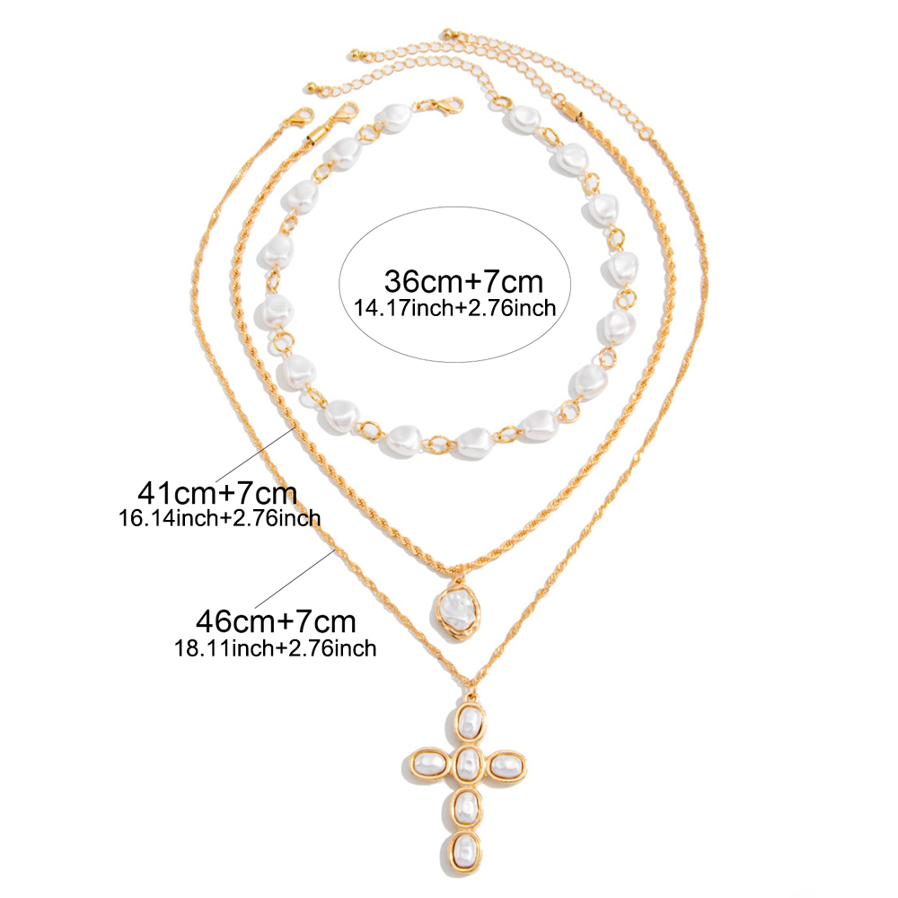 3 Layered Gold Faux Baroque Pe - Pearl Choker Necklace Vintage ulasan dan harga