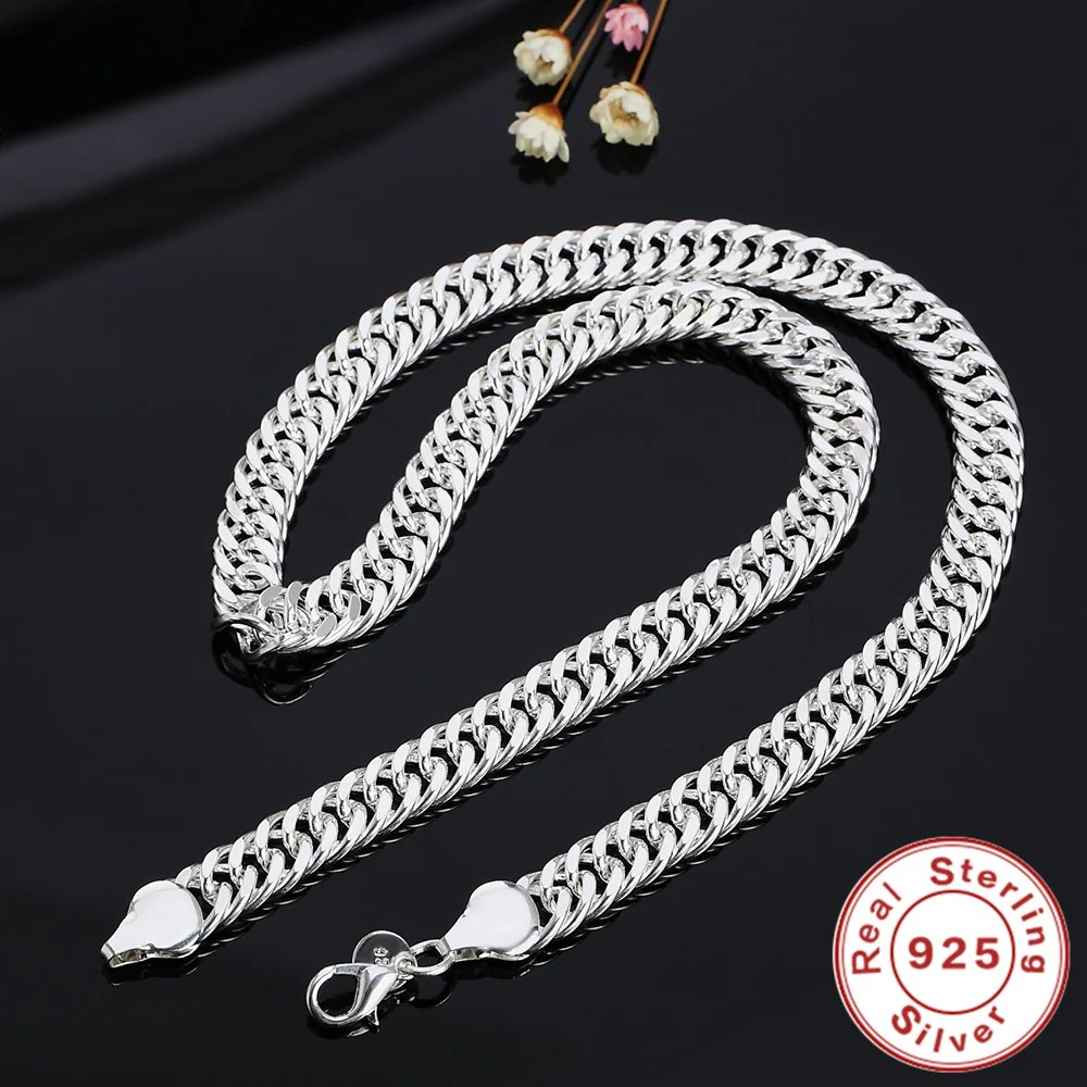 New 925 Sterling Silver 20/22/ - Cuban Link Chain 12Mm ulasan dan harga