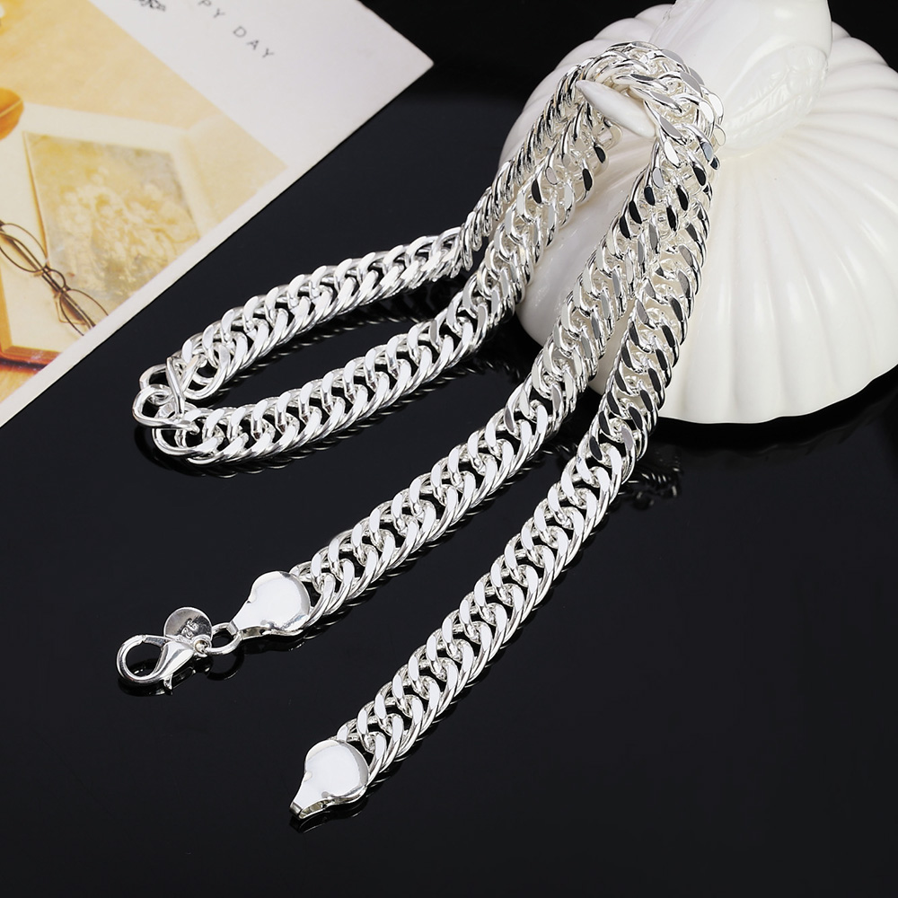 New 925 Sterling Silver 20/22/ - Cuban Link Chain 12Mm ulasan dan harga