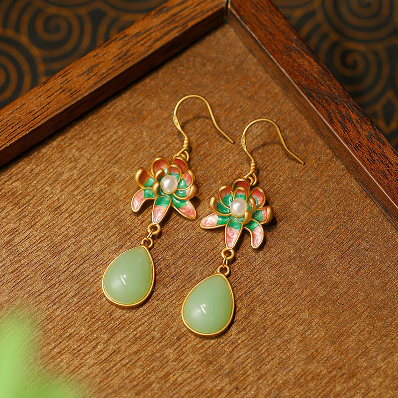 Green Natural Jade Water Drop  - Earrings ulasan dan harga