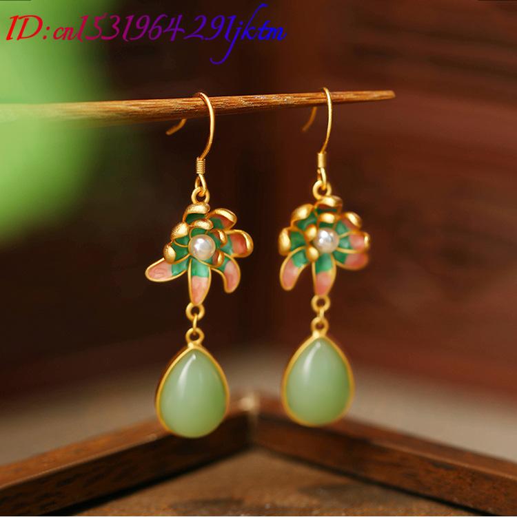 Green Natural Jade Water Drop  - Earrings ulasan dan harga