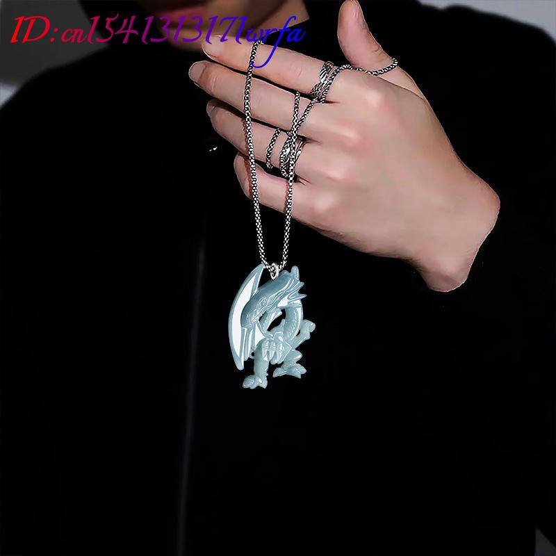 Blue Myanmar Jadeite Dragon Pe - Necklaces ulasan dan harga