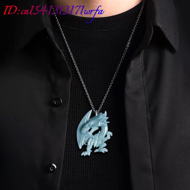 Blue Myanmar Jadeite Dragon Pe - Necklaces ulasan dan harga