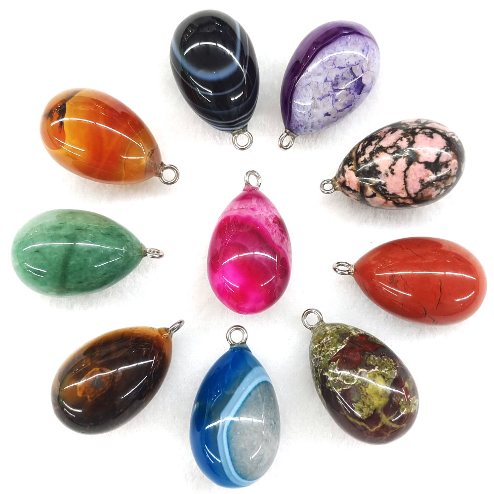 30x19mm Mini Egg Shape Pendant - Crystal Pendant Necklace Natural Stone ulasan dan harga