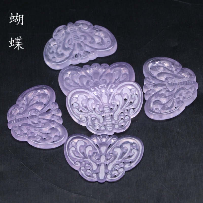 2pc Natural Purple Jade Hollow - Necklaces ulasan dan harga