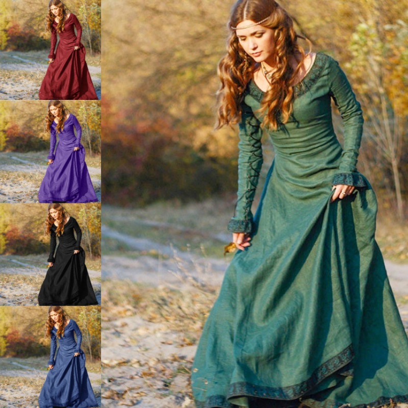 Women Medieval Long Dress V Ne - Necklaces ulasan dan harga