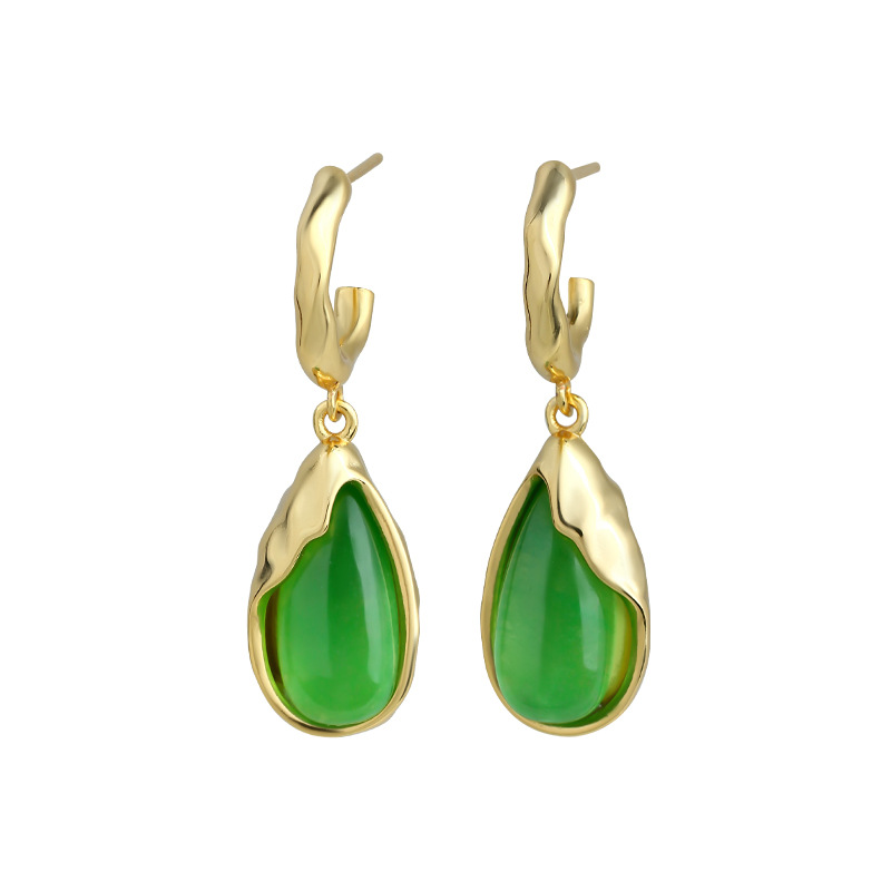 Green Real Jade Water Drop Ear - Earrings ulasan dan harga
