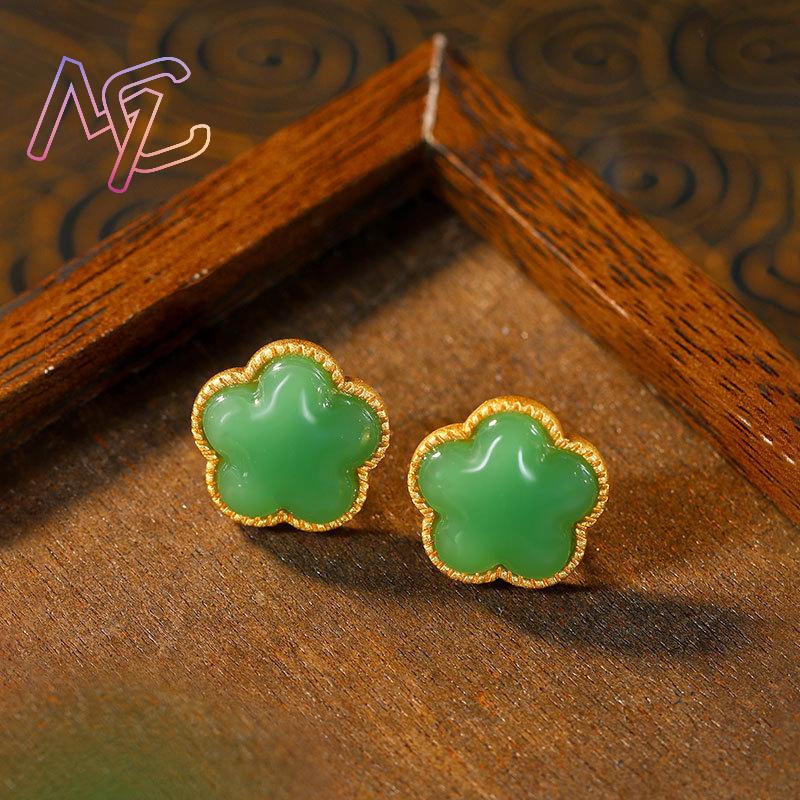 Green Natural Jade Clover Earr - Earrings ulasan dan harga