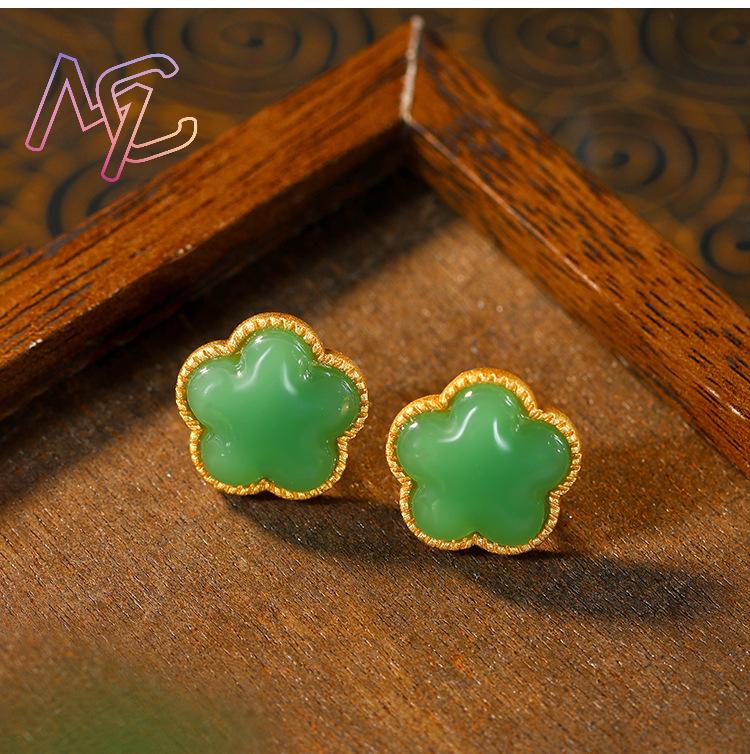 Green Natural Jade Clover Earr - Earrings ulasan dan harga