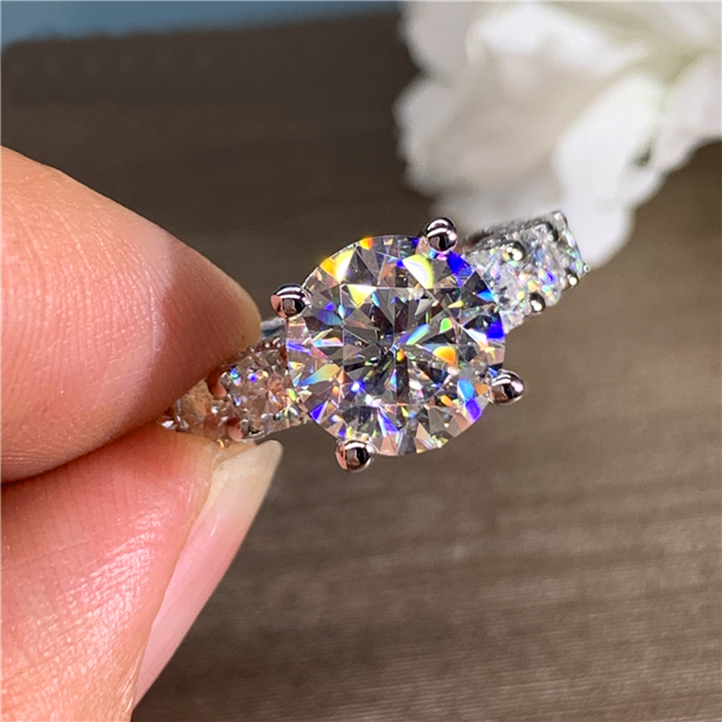 Custom Solid 18K Au750 White G - Moissanite Engagement Ring 1 Carat ulasan dan harga