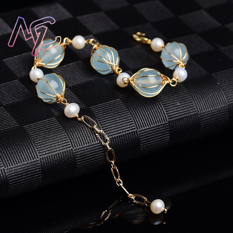 Blue Natural Jade Bead Earring - Earrings ulasan dan harga