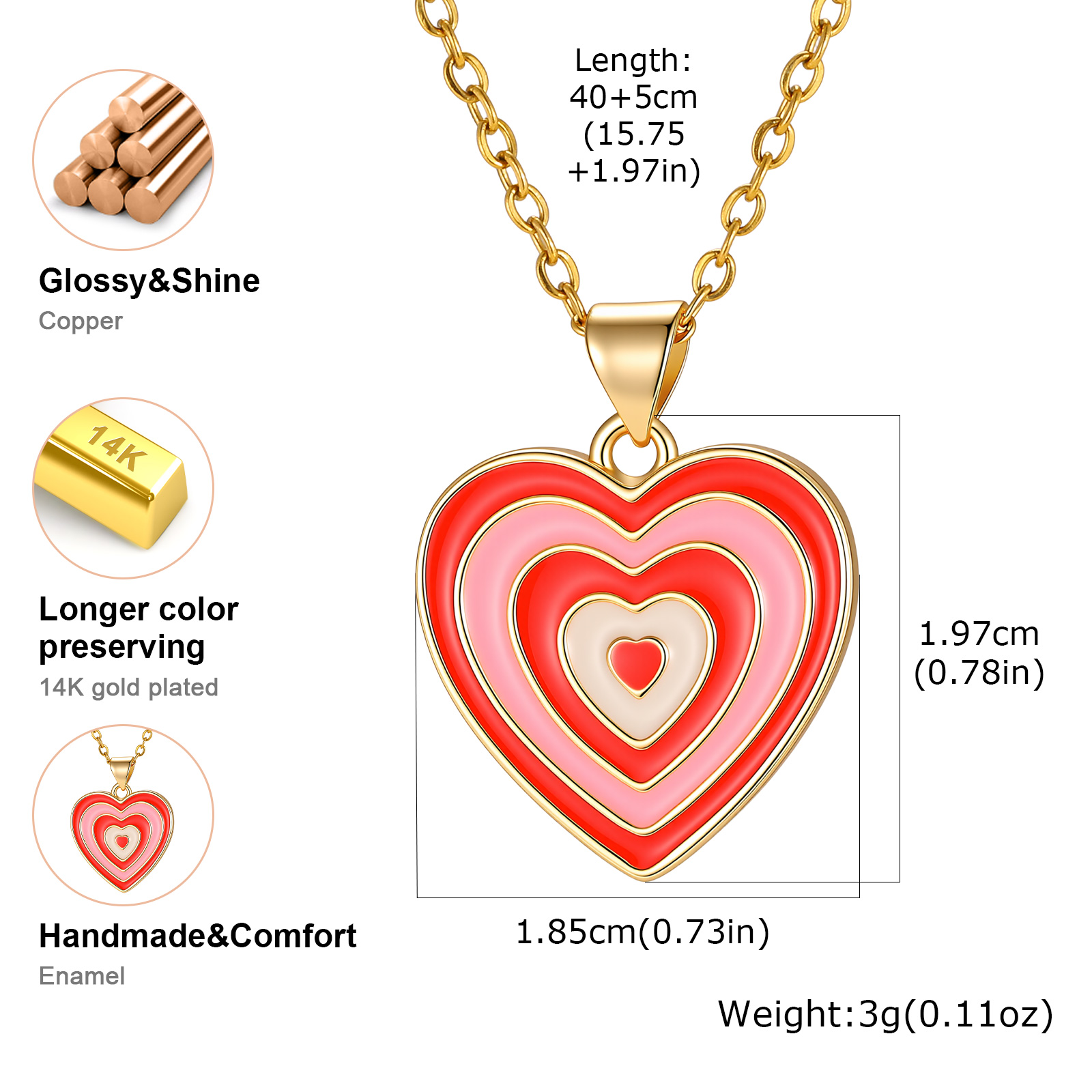 Y2K Style Layered Enamel Heart - Layered Pendant Necklace Aesthetic ulasan dan harga