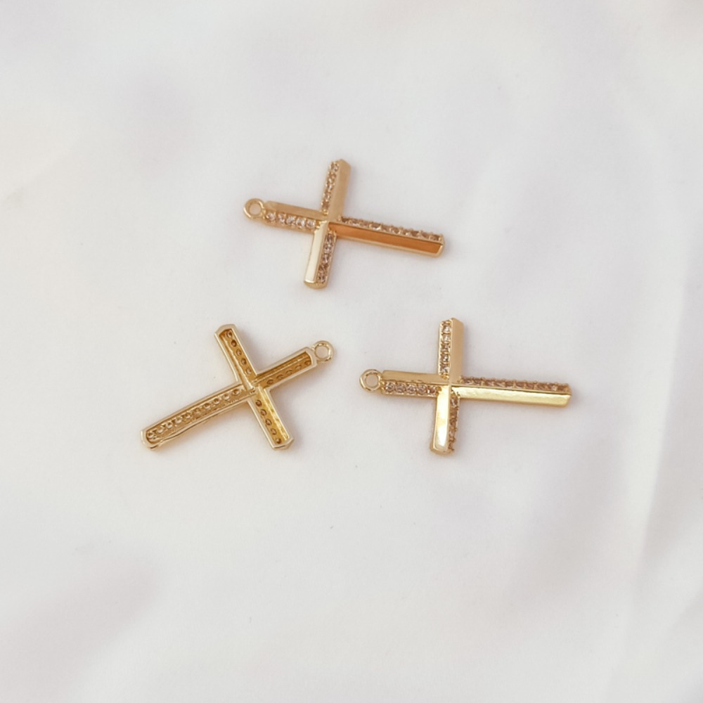 14K Gold-plated Zircon Cross P - Cross Pendant Necklace Gold ulasan dan harga