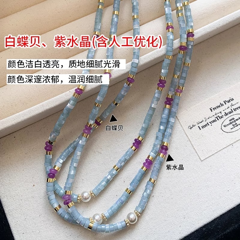 Minar Unusual Blue Natural Sto - Pearl Choker Necklace Vintage ulasan dan harga