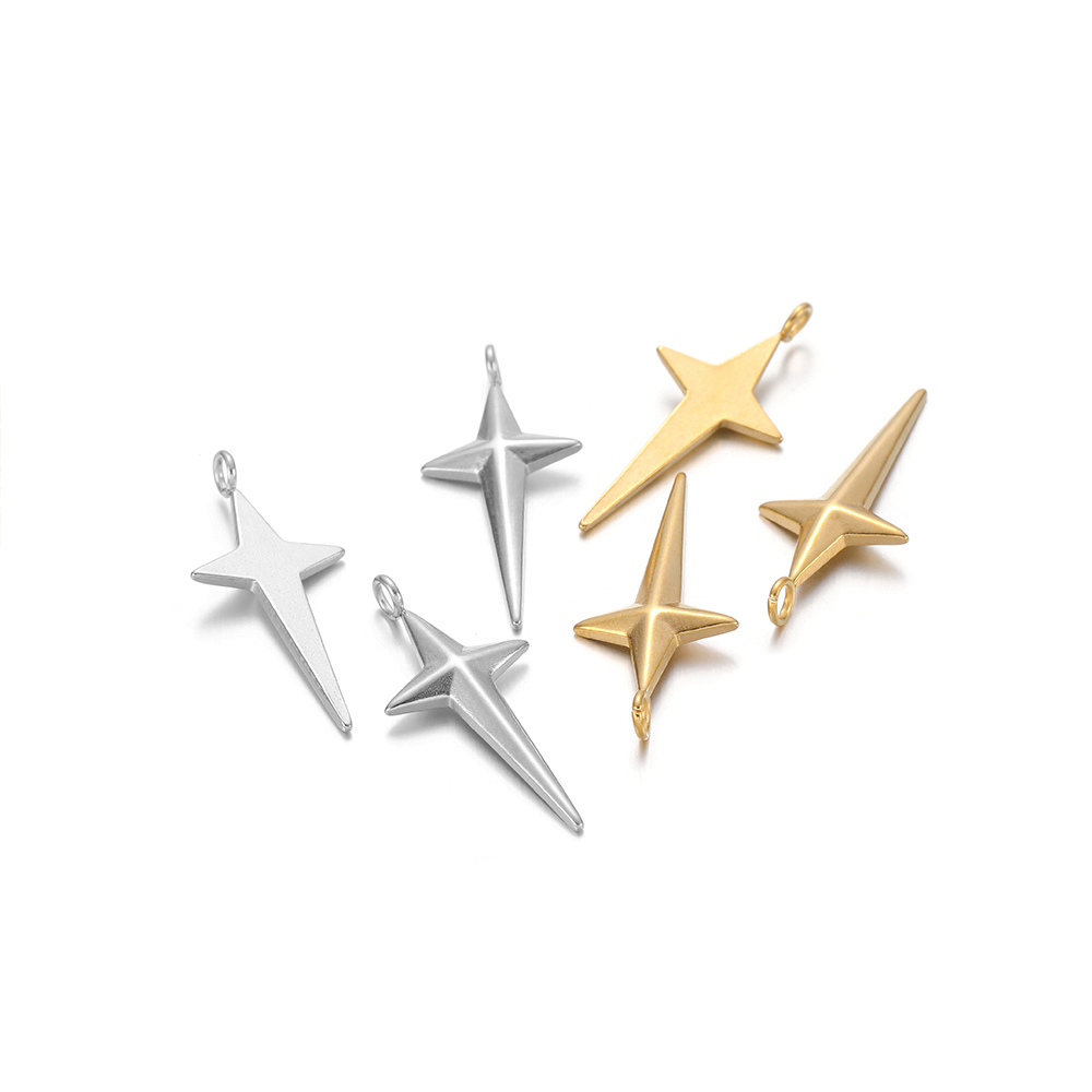 5Pcs Stainless Steel Gold Plat - Cross Pendant Necklace Gold ulasan dan harga