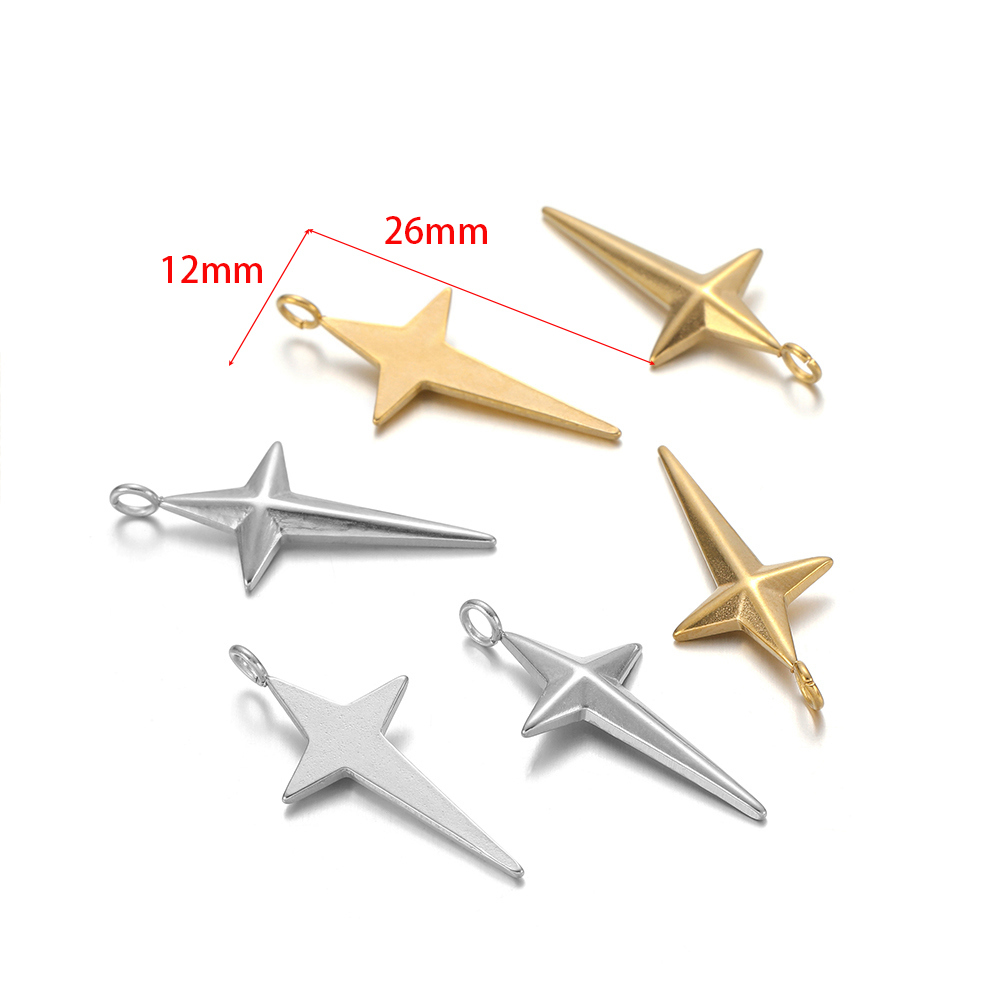 5Pcs Stainless Steel Gold Plat - Cross Pendant Necklace Gold ulasan dan harga