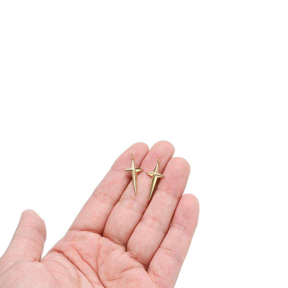 5Pcs Stainless Steel Gold Plat - Cross Pendant Necklace Gold ulasan dan harga