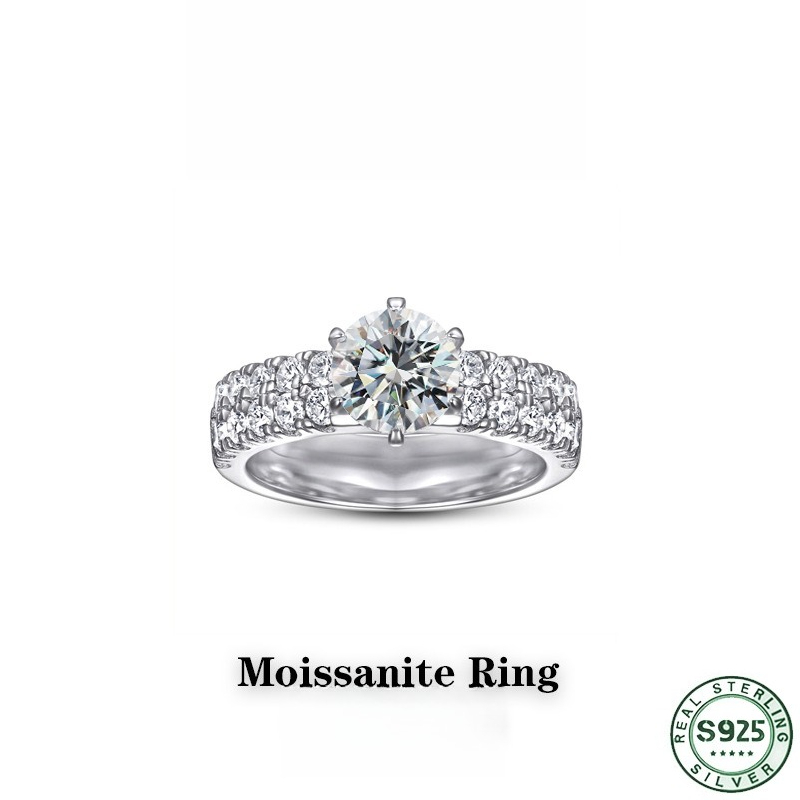 Hot selling fashion 100% s925  - Moissanite Engagement Ring 1 Carat ulasan dan harga