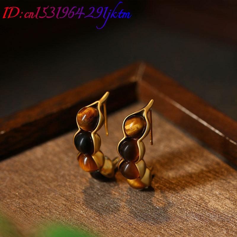 Tiger Eye Pod Earrings Gemston - Earrings ulasan dan harga