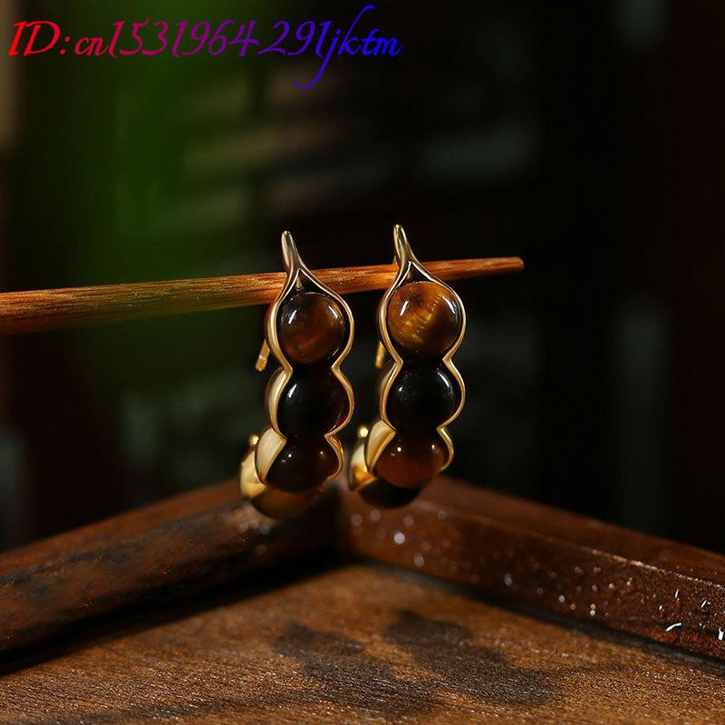 Tiger Eye Pod Earrings Gemston - Earrings ulasan dan harga
