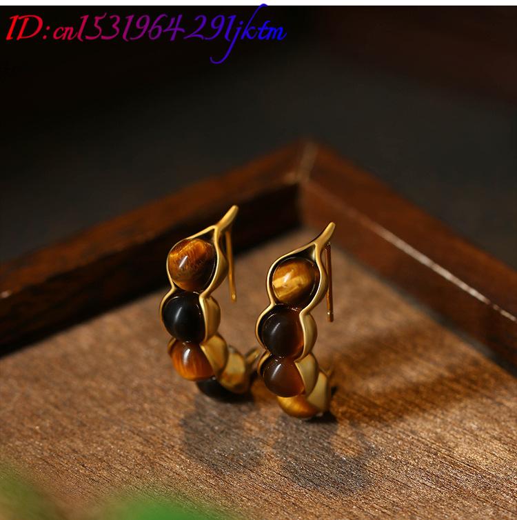 Tiger Eye Pod Earrings Gemston - Earrings ulasan dan harga