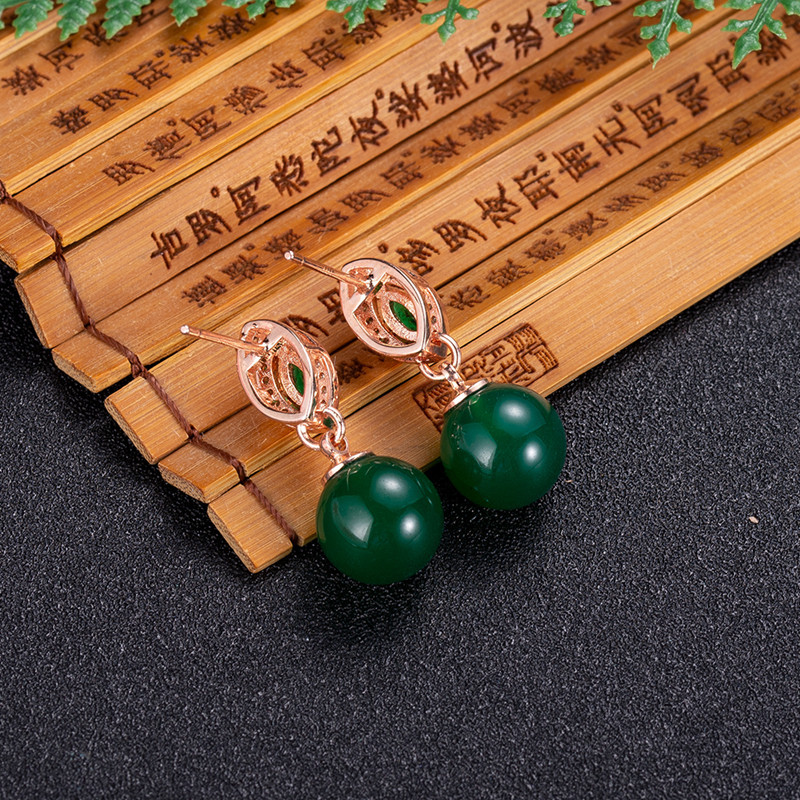 Natural Jade Bead Earrings Fas - Earrings ulasan dan harga